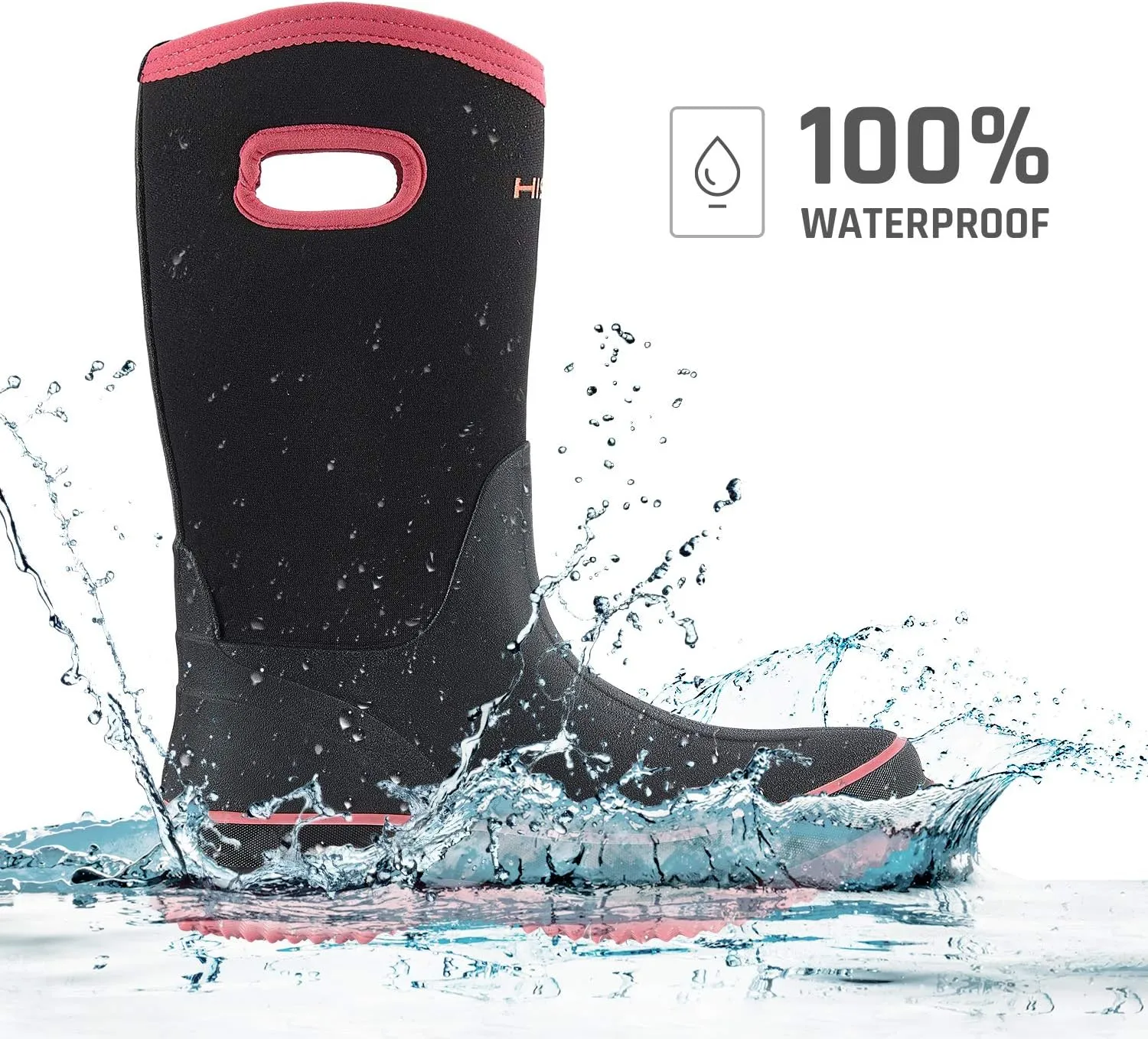 HISEA Women Mud Boots, Neoprene Rubber Garden Shoes Waterproof Mid Calf Rain Boots for Outdoor