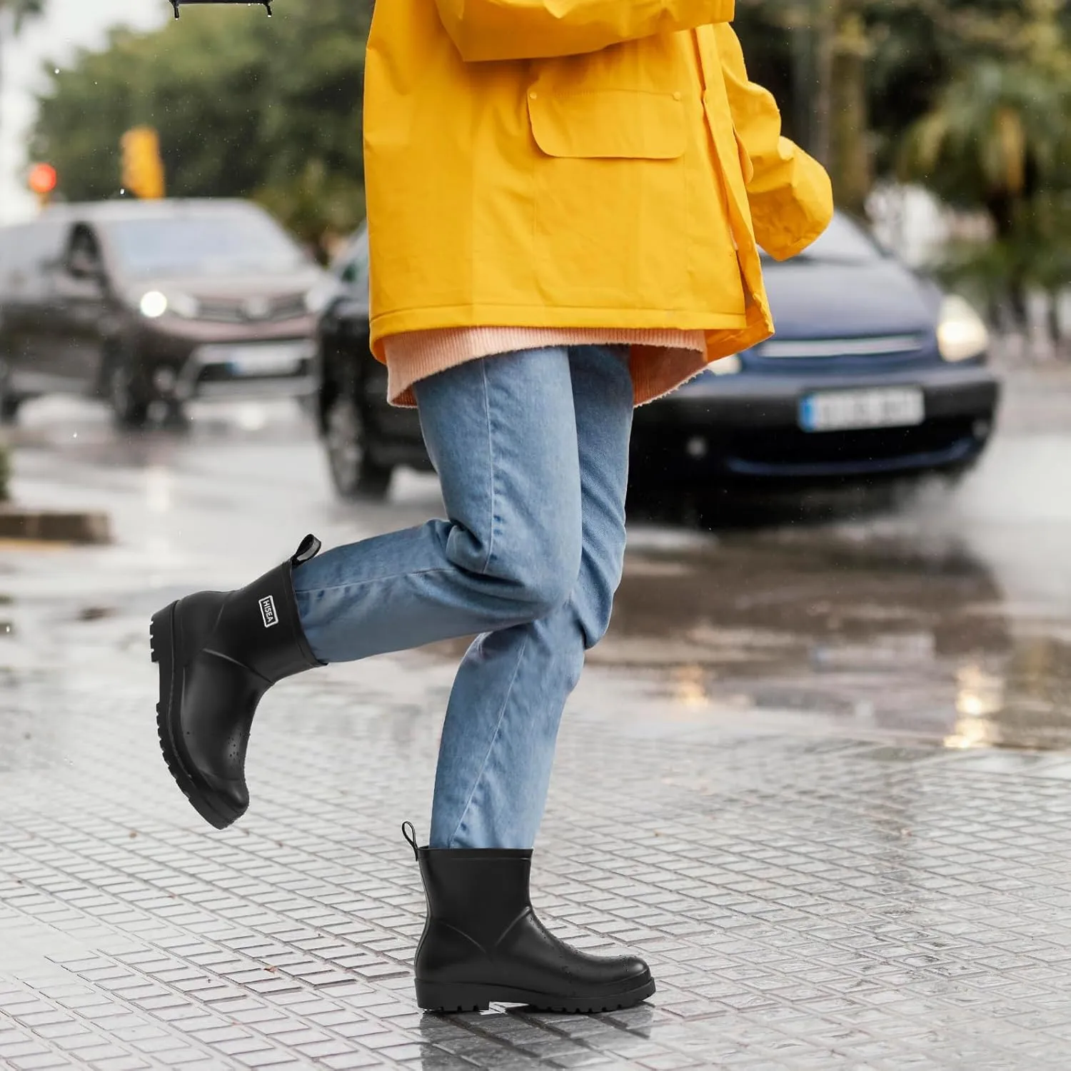 HISEA Women's Ankle Rubber Rain Boots Waterproof Short Chelsea Boots for Garden with Comfortable Insoles CHOOSE ONE SIZE UP