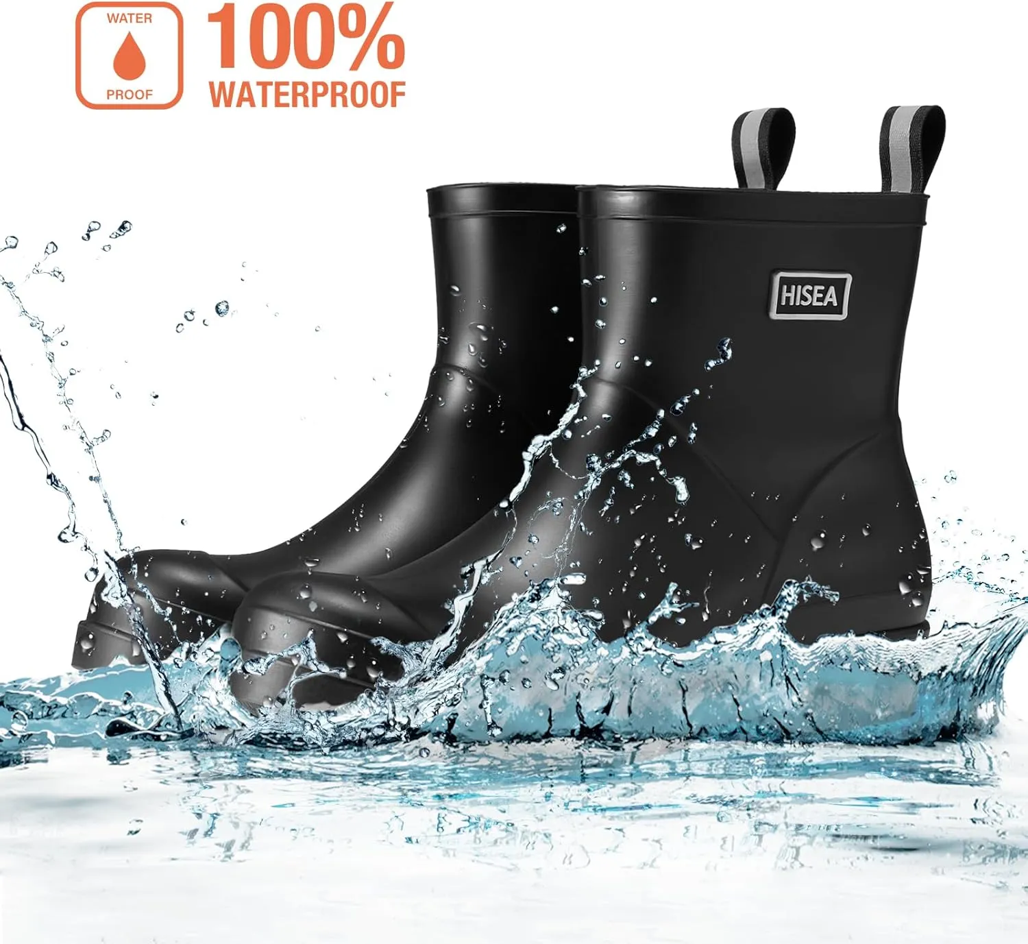 HISEA Women's Ankle Rubber Rain Boots Waterproof Short Chelsea Boots for Garden with Comfortable Insoles CHOOSE ONE SIZE UP