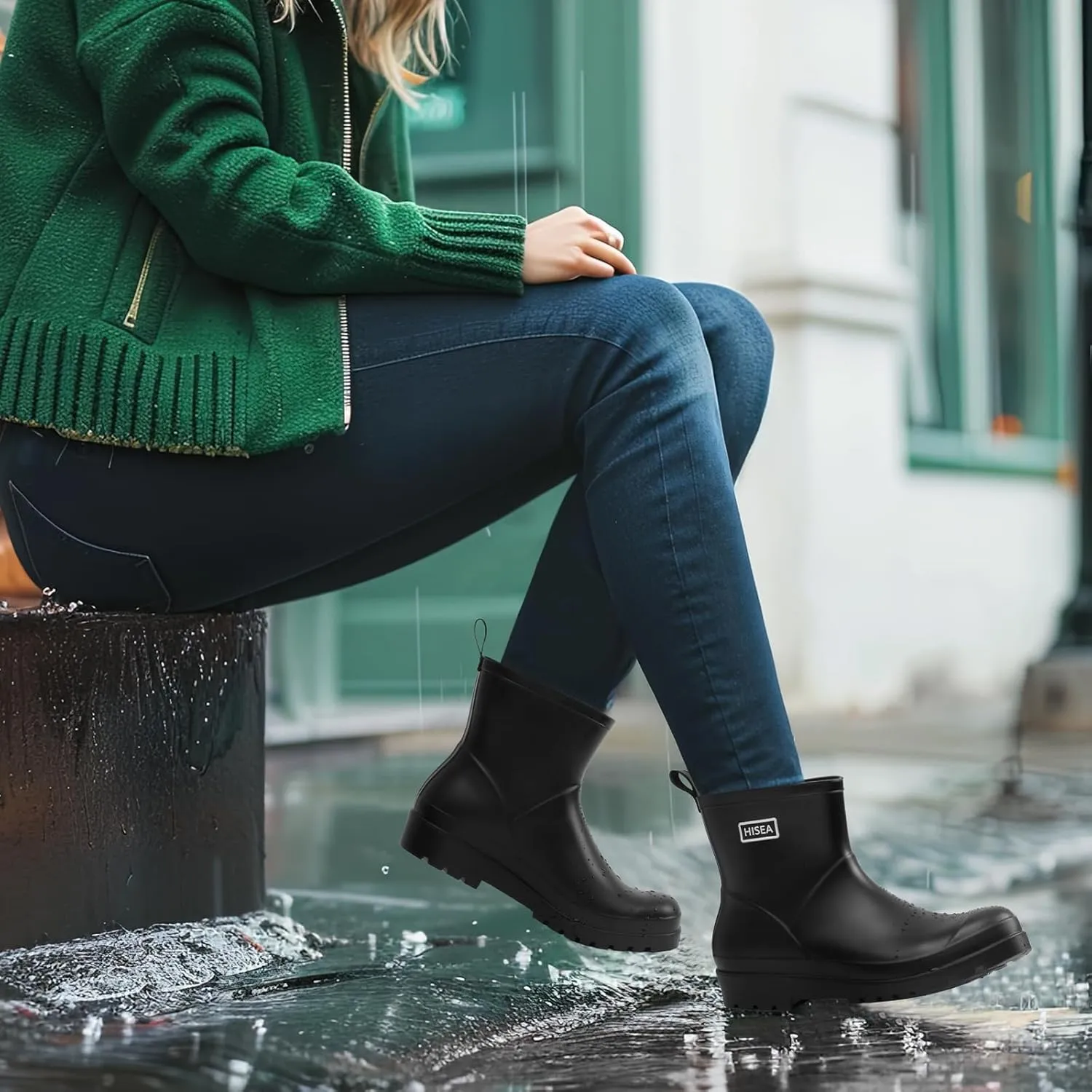 HISEA Women's Ankle Rubber Rain Boots Waterproof Short Chelsea Boots for Garden with Comfortable Insoles CHOOSE ONE SIZE UP