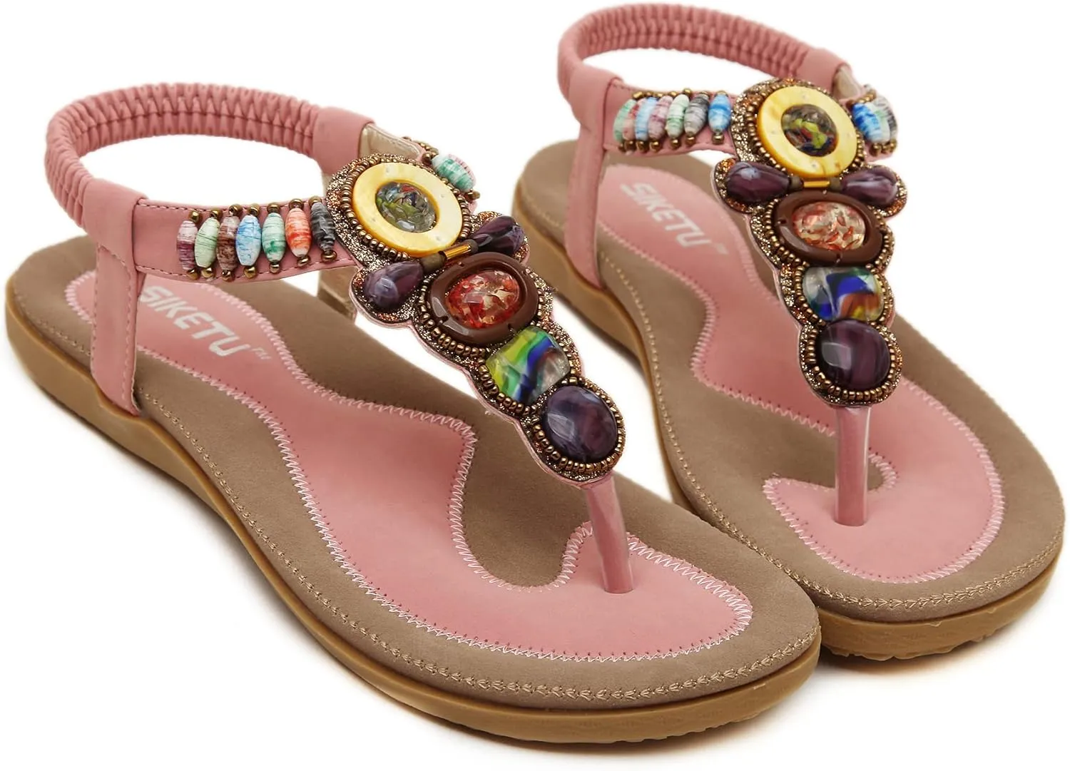 HNGHOU Women's Summer Sandals Casual Comfortable Flip Flops Bohemian Beach Clip Toe Sandals