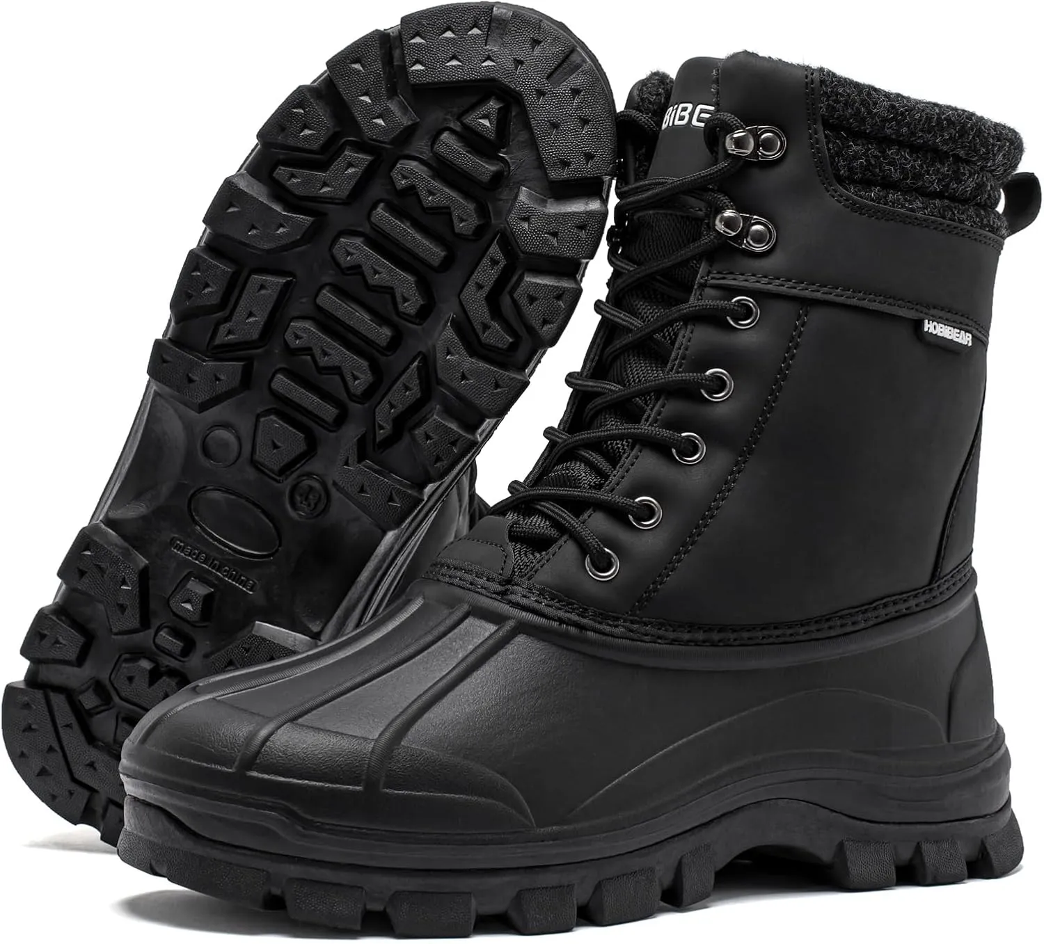 HOBIBEAR Men's Snow Boots Insulated Waterproof Warm Fur Lined Hiking Winter Snow Boots for Outdoor