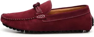 HOOENG Loafer Shoes for Men Suede Vamp Round Toe Breathable Stitching Details Rope Tie Flat Heel Flexible Soft Walking Slip on (Color : Wine Red, Size : 7.5 M US)
