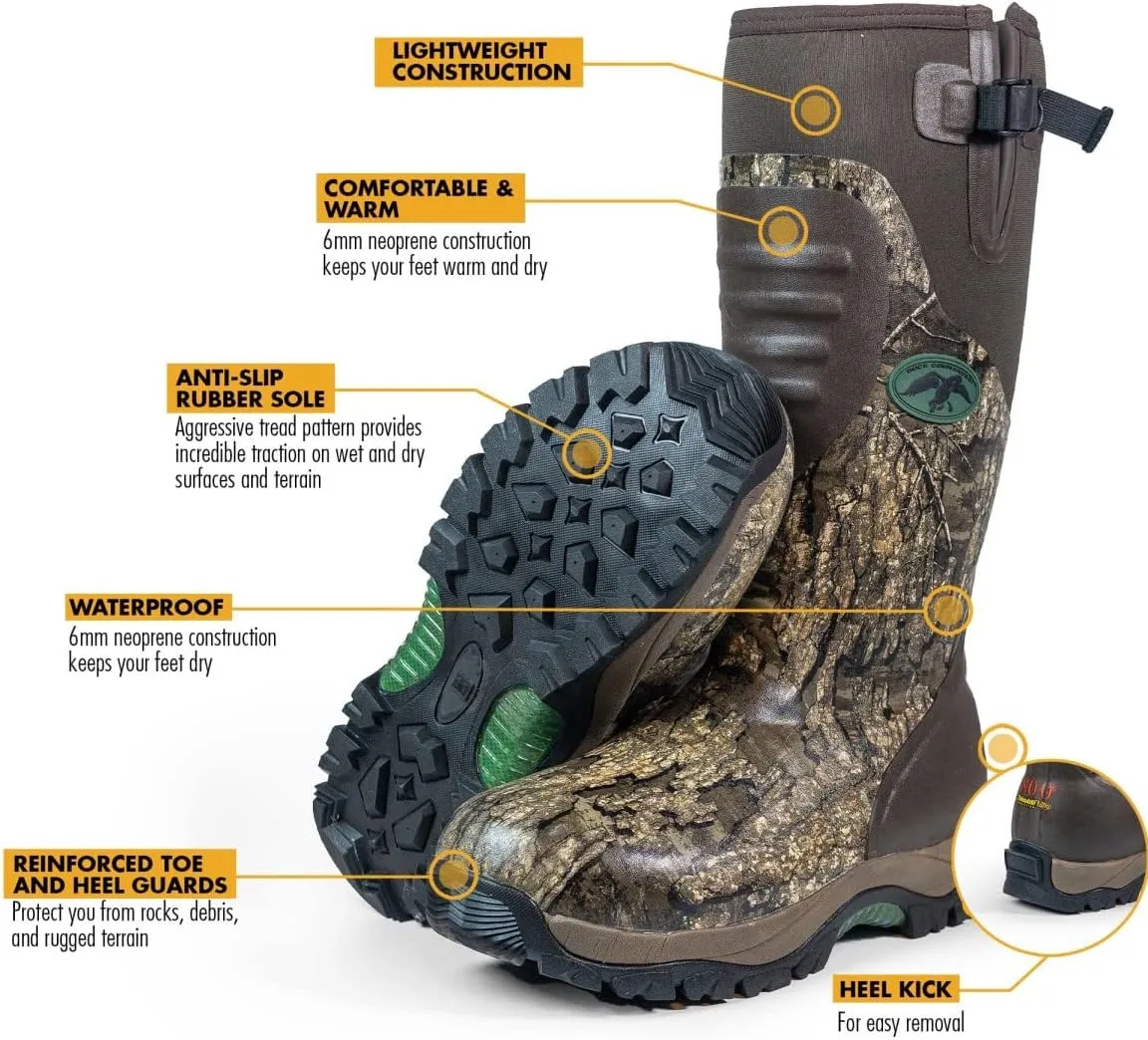 HOT SHOT Duck Commander x Huntsman Men’s Hunting Boot | Durable Insulated Rubber | Waterproof | Lightweight Camouflage Boots