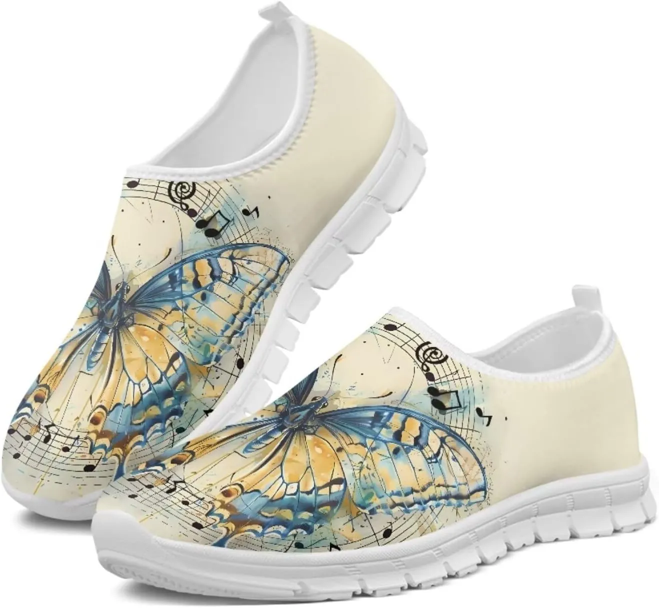 Howilath Butterfly Print Slip on Sneakers Women Running Shoes Loafers Casual Fashion Sneaker House Shoes