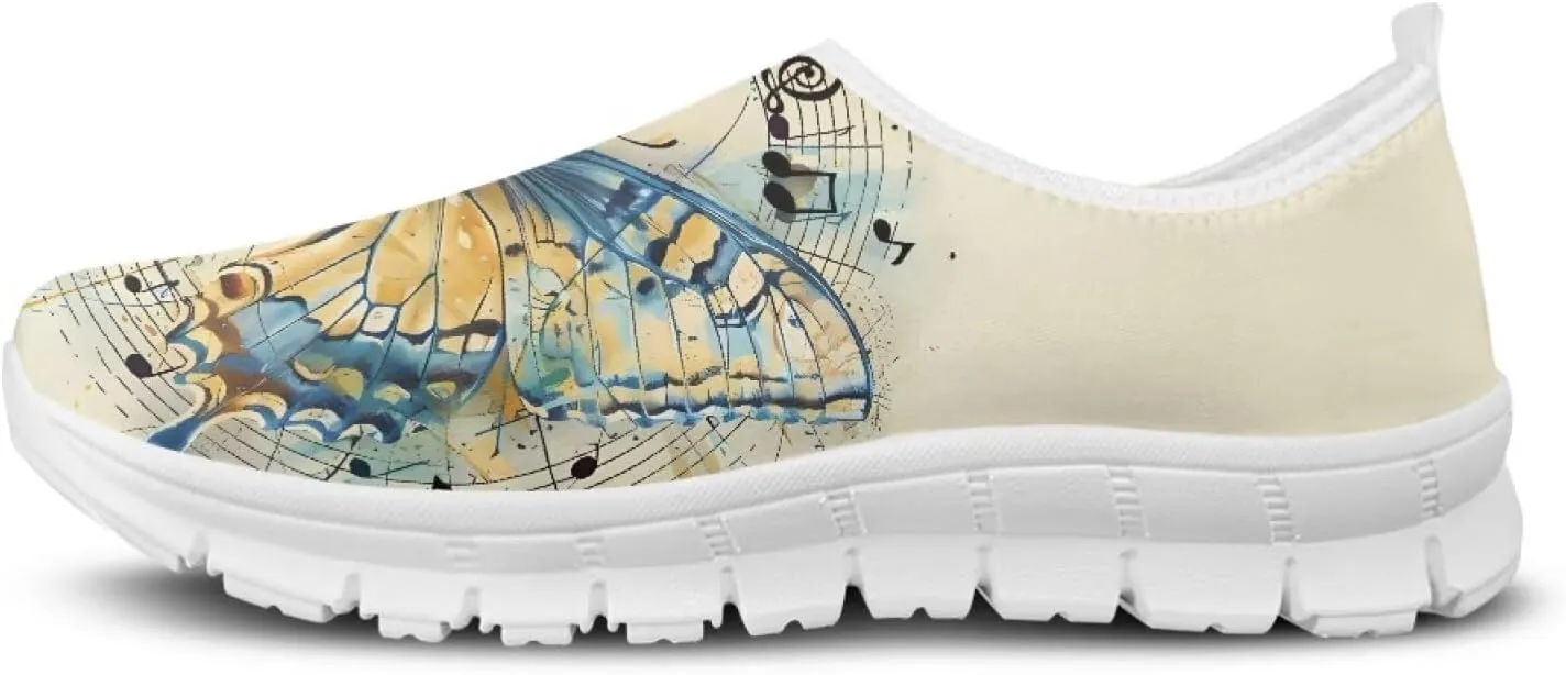 Howilath Butterfly Print Slip on Sneakers Women Running Shoes Loafers Casual Fashion Sneaker House Shoes