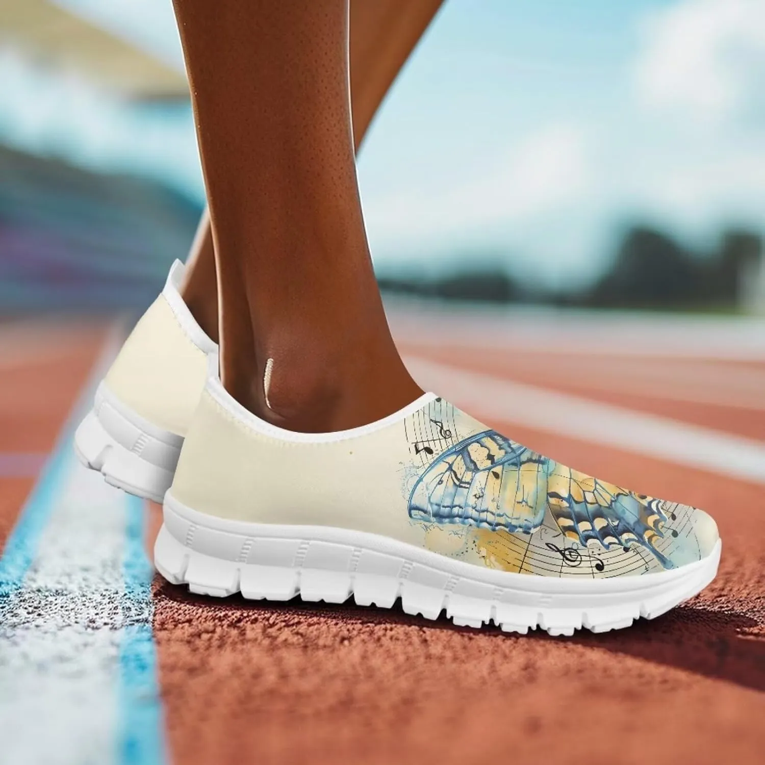 Howilath Butterfly Print Slip on Sneakers Women Running Shoes Loafers Casual Fashion Sneaker House Shoes