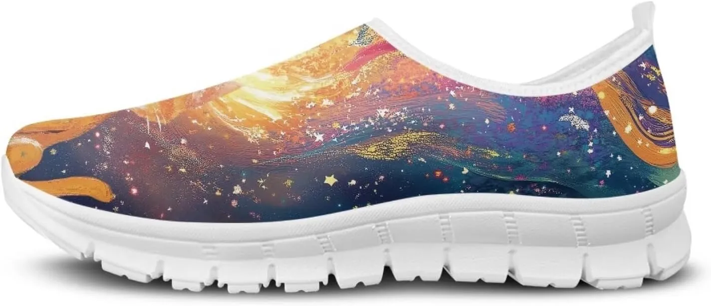 Howilath Cat Print Women's Loafers & Slip-on Running Sneakers Breathable Anti-Skid Hands Free Shoes