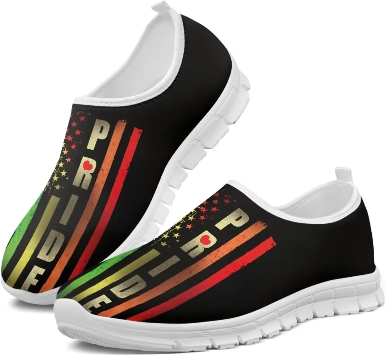 Howilath Flag Print Mens Slip on Shoes Casual Running Sneakers Anti-Skid Loafers with EVA Sole