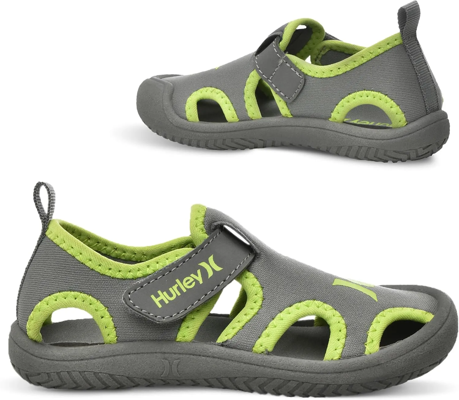 Hurley Kona Toddler Water Shoes - Beach Essentials, Girls and Boys Closed Toe Sandals, Lightweight, Breathable, Kids Water Shoes with Non-Slip Sole and Adjustable Straps, Outdoor Toddler Swim Shoes