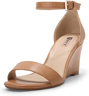 IDIFU Women's Classic Wedge Heels Sandals 3 Inch Ankle Strap Open Toe Evening Dress Wedding Shoes