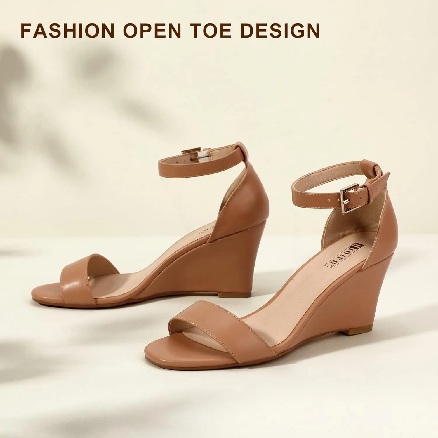 IDIFU Women's Classic Wedge Heels Sandals 3 Inch Ankle Strap Open Toe Evening Dress Wedding Shoes