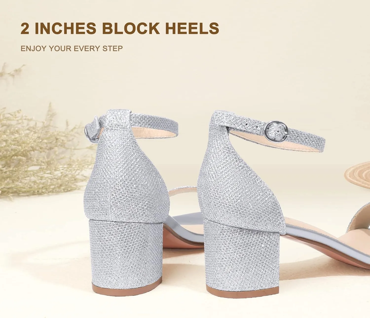 IDIFU Women's Cookie-LO Low Block Heels Chunky Sandals Ankle Strap Wedding Dress Pump Shoes