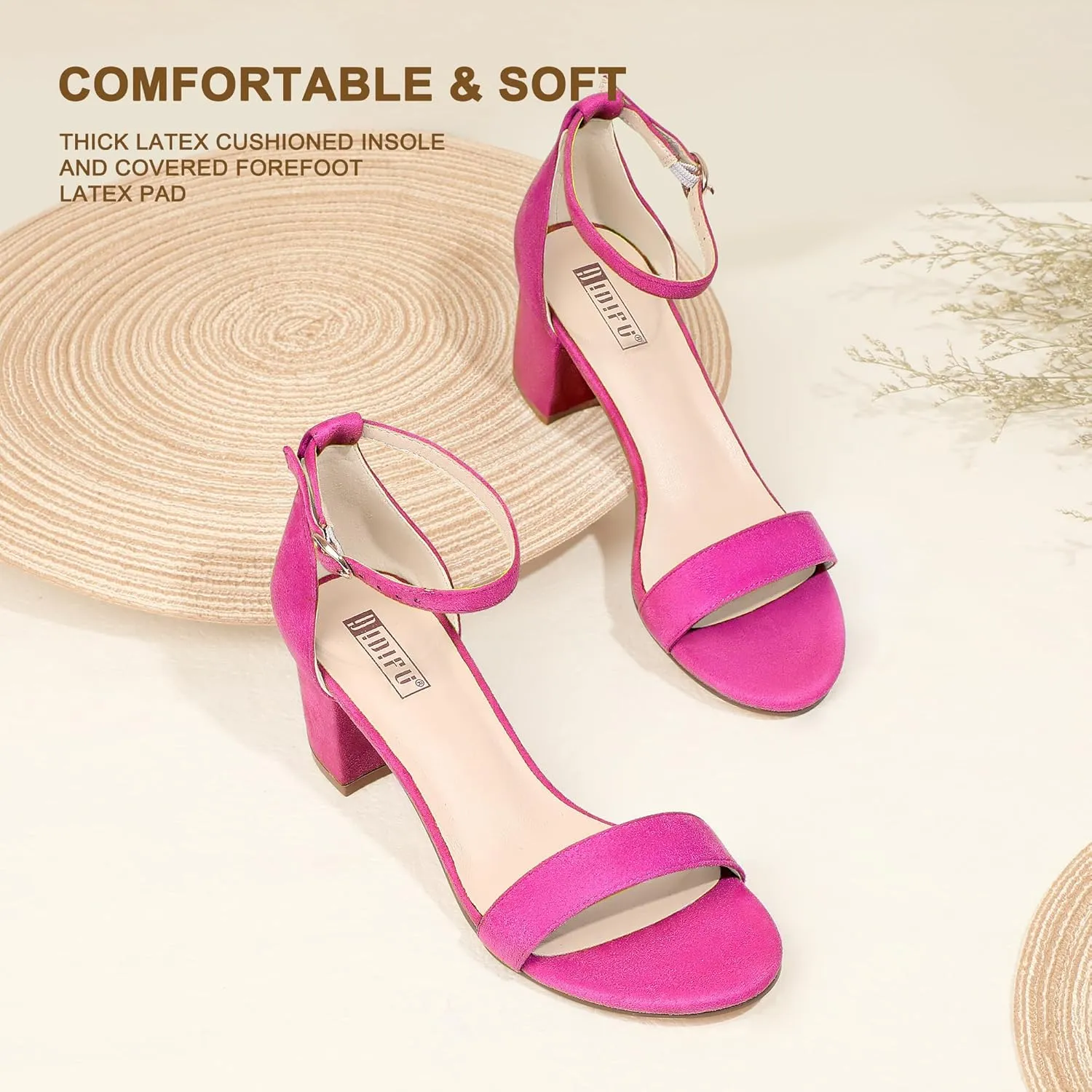 IDIFU Women's Cookie-LO Low Block Heels Chunky Sandals Ankle Strap Wedding Dress Pump Shoes
