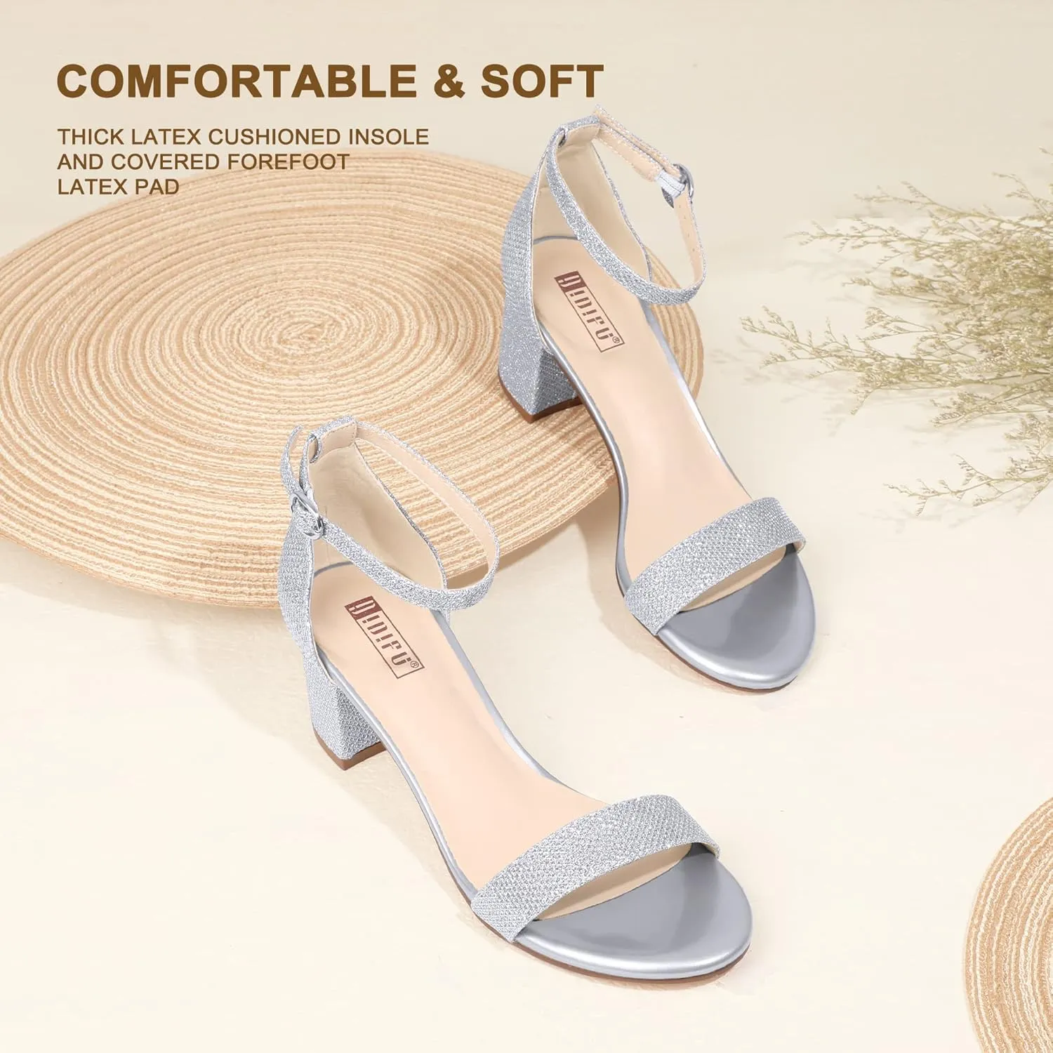 IDIFU Women's Cookie-LO Low Block Heels Chunky Sandals Ankle Strap Wedding Dress Pump Shoes