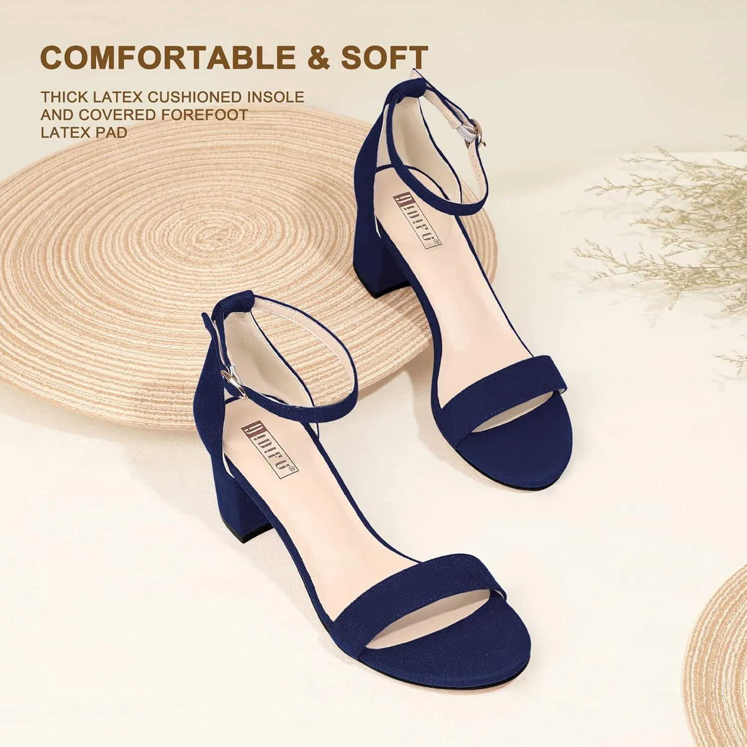 IDIFU Women's Cookie-LO Low Block Heels Chunky Sandals Ankle Strap Wedding Dress Pump Shoes