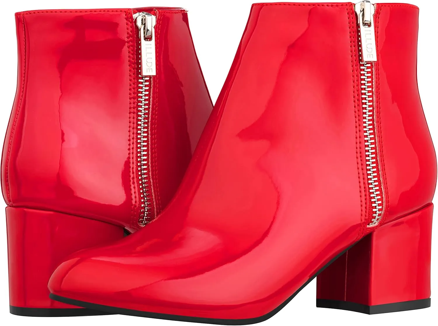 ILLUDE Women's Low Heel Ankle Boot - Casual Zip Up Bootie - Comfortable Everyday Round Toe Bootie - Chaya