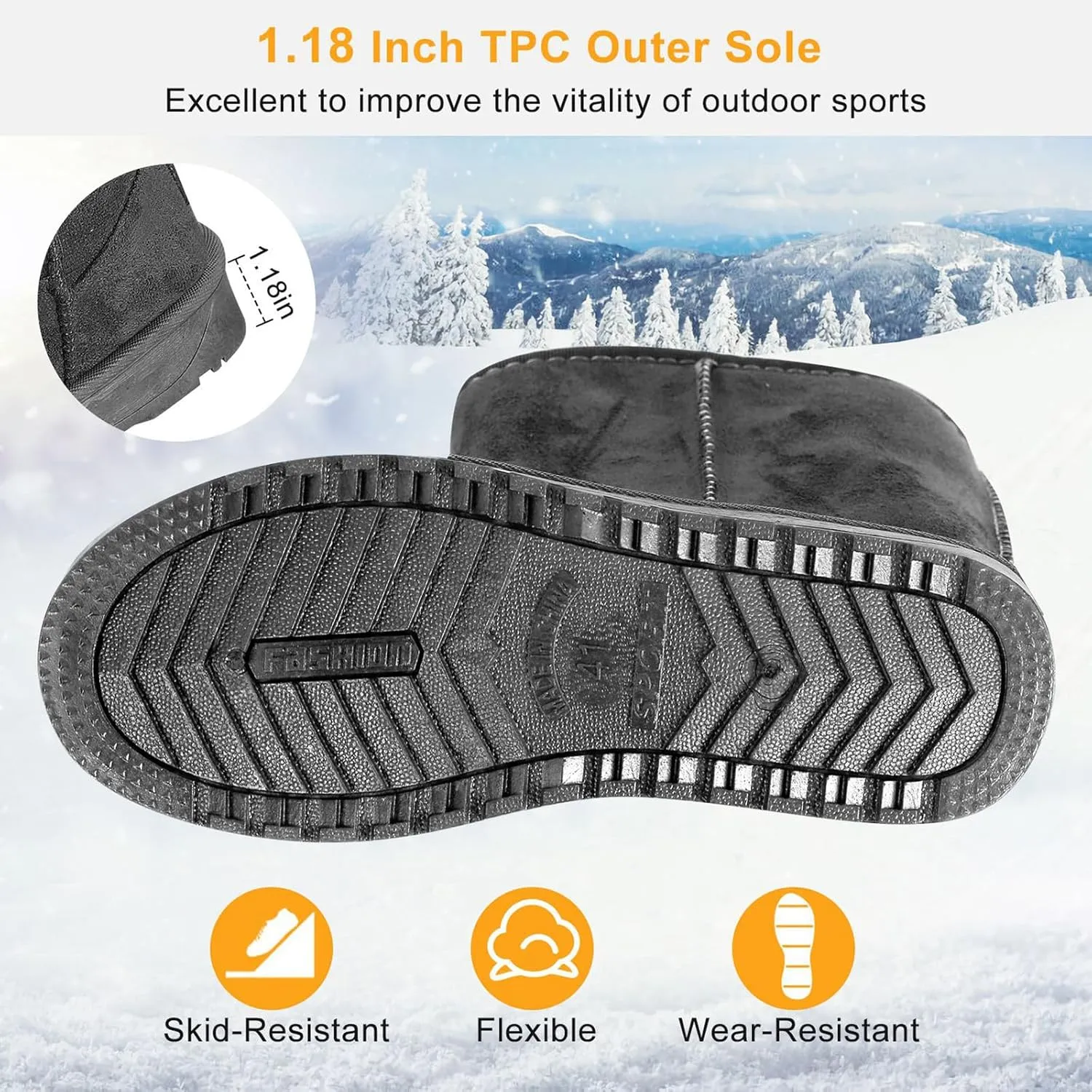 iMounTEK Winter Boots for Women Faux Suede Water Resistant Snow Boots Mid Calf Boots Ankle Boots Women's Winter Snow Boots with Warm Fur Lined Comfort Short Booties
