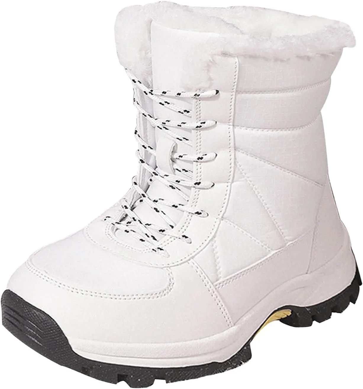 Insulated Snow Boots Men Wide Ski Boots Thickening Shoe Men Leather Boot Plush Lined Lac𝐞 Up Ankle Booties