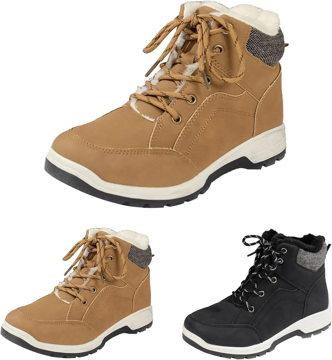 Insulated Women Snow Shoes Lac𝐞 Up Anti-Slip Winter Walking Shoes For Men Hiking Boots Women 𝐖aterproof