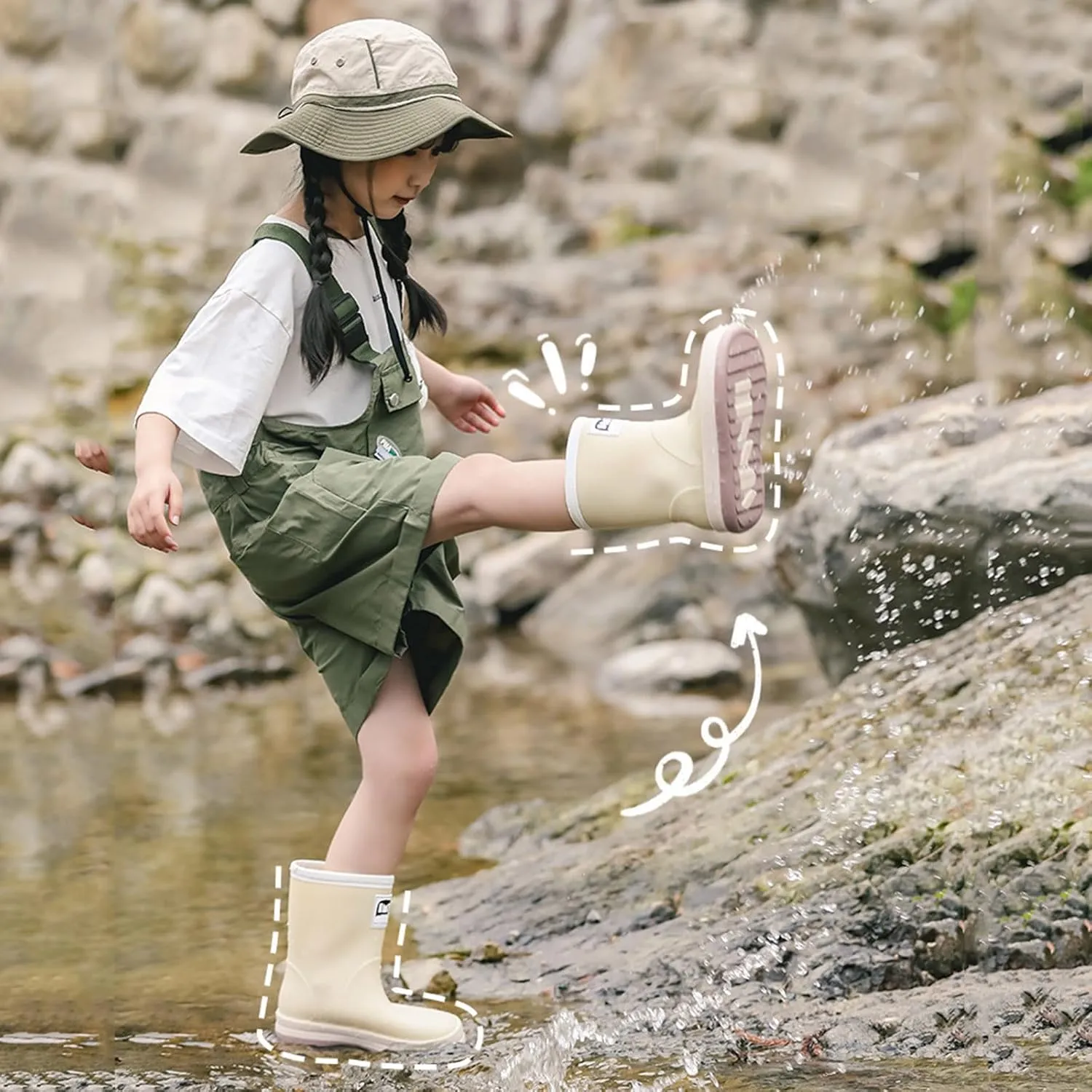 IWIHMIV Kids Rainboots Girls' Rain Boots Boys Rainboots Kids Rain Boots Toddler Rain Shoes Children Boots for Boys and Girls