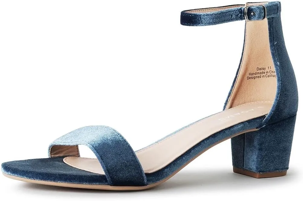J. Adams Daisy Heeled Sandals - Ankle Strap Low Block, Open Toe Dress Pumps, Chunky Heels - Dressy Shoes for Women - Bridal, Wedding, Summer Sandals