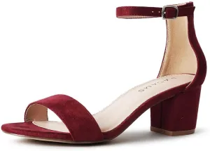 J. Adams Daisy Heeled Sandals - Ankle Strap Low Block, Open Toe Dress Pumps, Chunky Heels - Dressy Shoes for Women - Bridal, Wedding, Summer Sandals