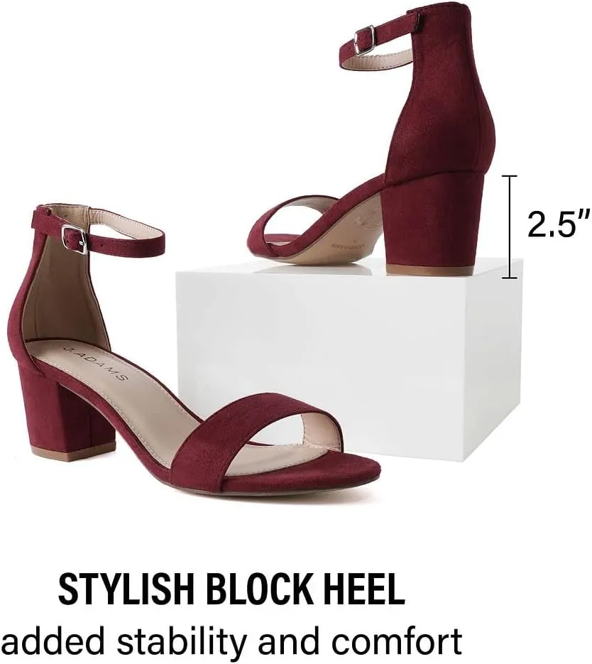 J. Adams Daisy Heeled Sandals - Ankle Strap Low Block, Open Toe Dress Pumps, Chunky Heels - Dressy Shoes for Women - Bridal, Wedding, Summer Sandals