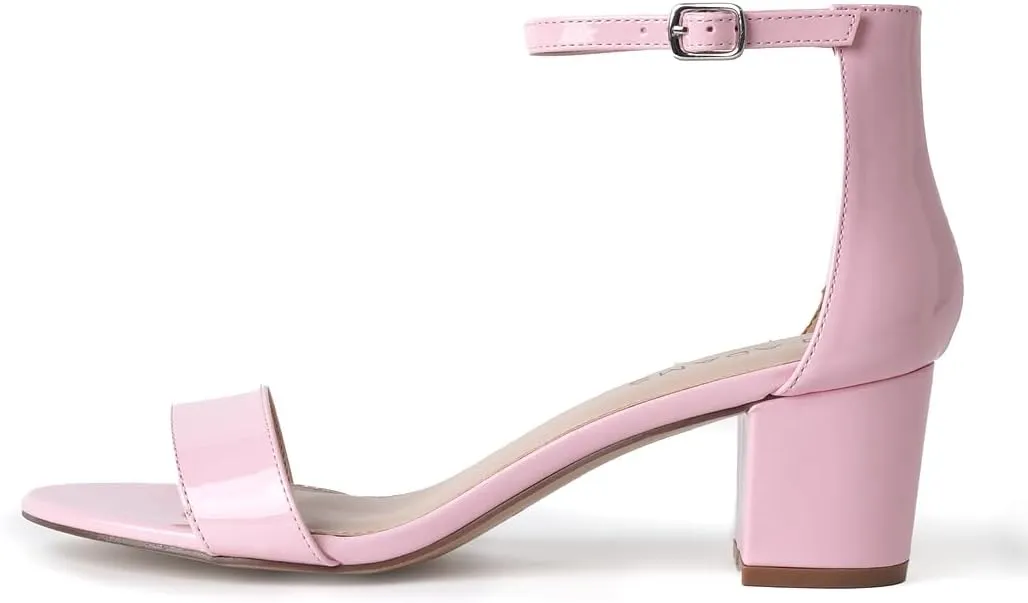 J. Adams Daisy Heeled Sandals - Ankle Strap Low Block, Open Toe Dress Pumps, Chunky Heels - Dressy Shoes for Women - Bridal, Wedding, Summer Sandals