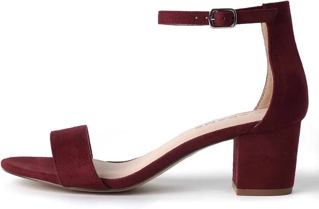 J. Adams Daisy Heeled Sandals - Ankle Strap Low Block, Open Toe Dress Pumps, Chunky Heels - Dressy Shoes for Women - Bridal, Wedding, Summer Sandals