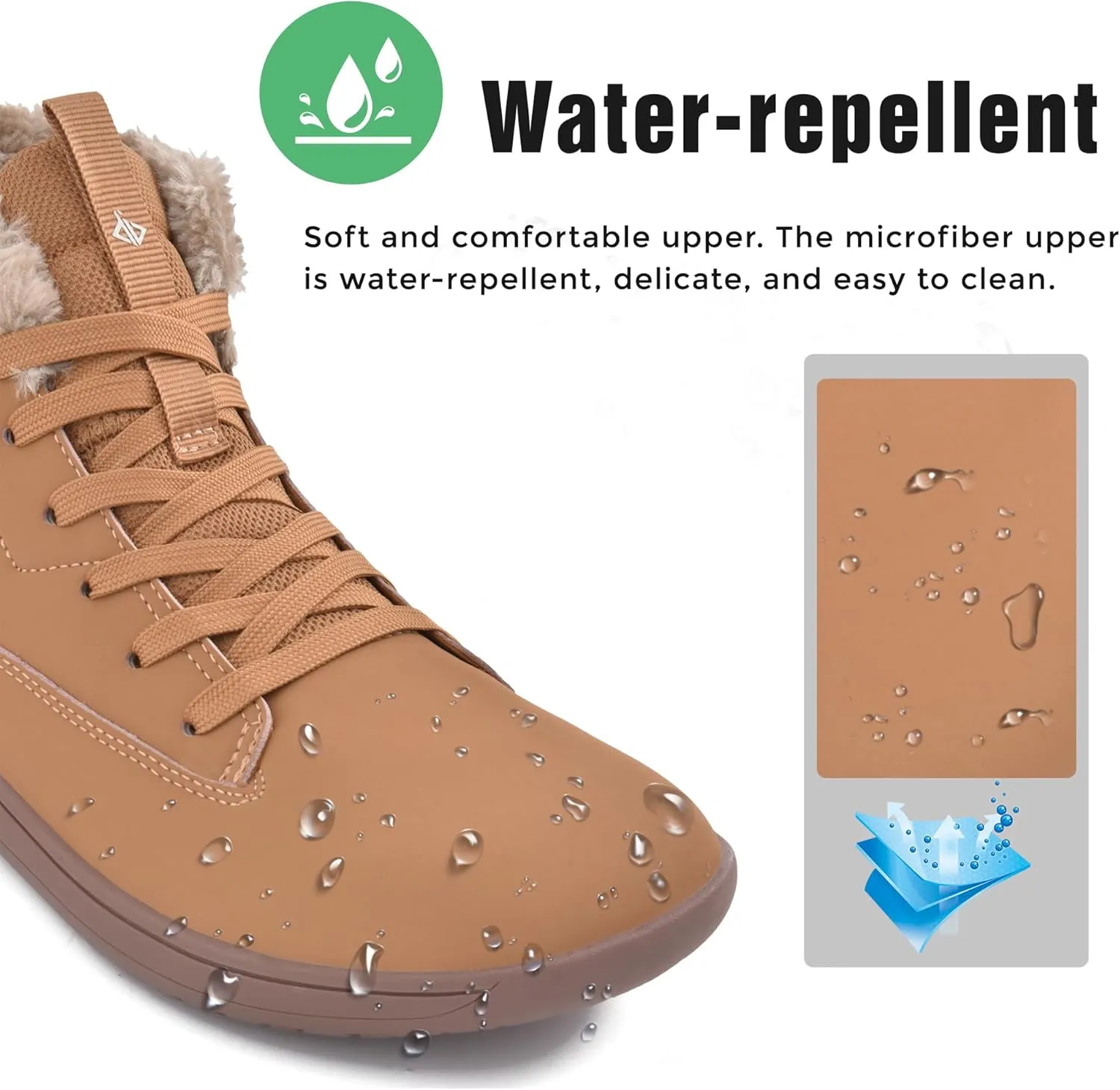 JACKSHIBO Womens Barefoot Snow Boots Warm Plus Lining Ankle Boots Winter Boots Wide Toe Box Outdoor Ankle Booties Minimalist Zero Drop