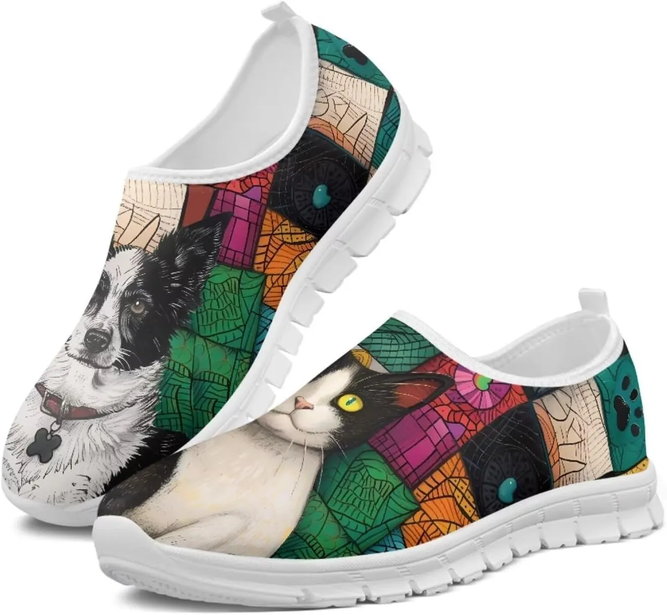 Jeiento Cute Dog Women's Casual Slip On Shoes Loafers Sneakers for Women