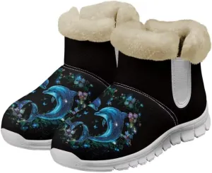 Jeiento Womens Winter Snow Boots Fuzzy Snowboots Warm and Cozy Booties Outdoor Low Heel Thickening Shoes with Insulated Flannel Lining