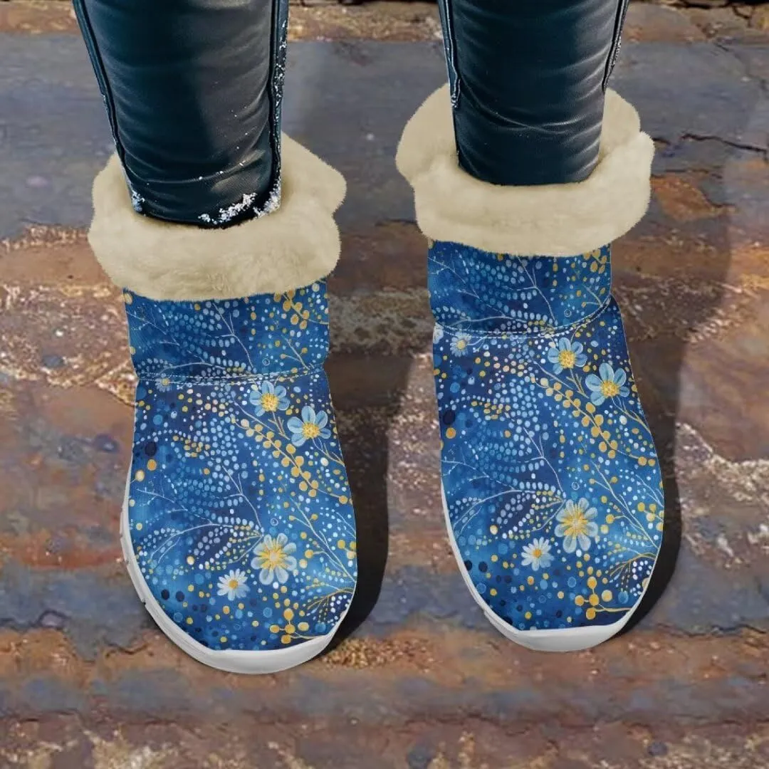 Jeiento Womens Winter Snow Boots Fuzzy Snowboots Warm and Cozy Booties Outdoor Low Heel Thickening Shoes with Insulated Flannel Lining
