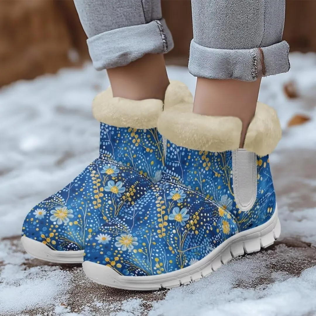 Jeiento Womens Winter Snow Boots Fuzzy Snowboots Warm and Cozy Booties Outdoor Low Heel Thickening Shoes with Insulated Flannel Lining