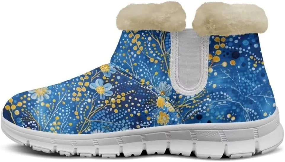 Jeiento Womens Winter Snow Boots Fuzzy Snowboots Warm and Cozy Booties Outdoor Low Heel Thickening Shoes with Insulated Flannel Lining