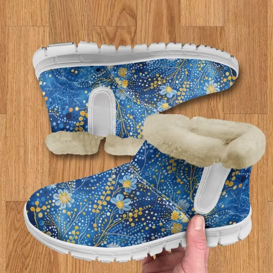 Jeiento Womens Winter Snow Boots Fuzzy Snowboots Warm and Cozy Booties Outdoor Low Heel Thickening Shoes with Insulated Flannel Lining