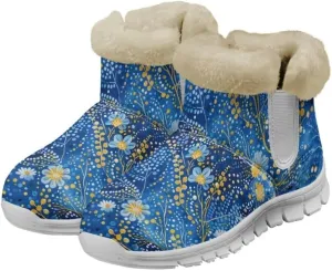 Jeiento Womens Winter Snow Boots Fuzzy Snowboots Warm and Cozy Booties Outdoor Low Heel Thickening Shoes with Insulated Flannel Lining