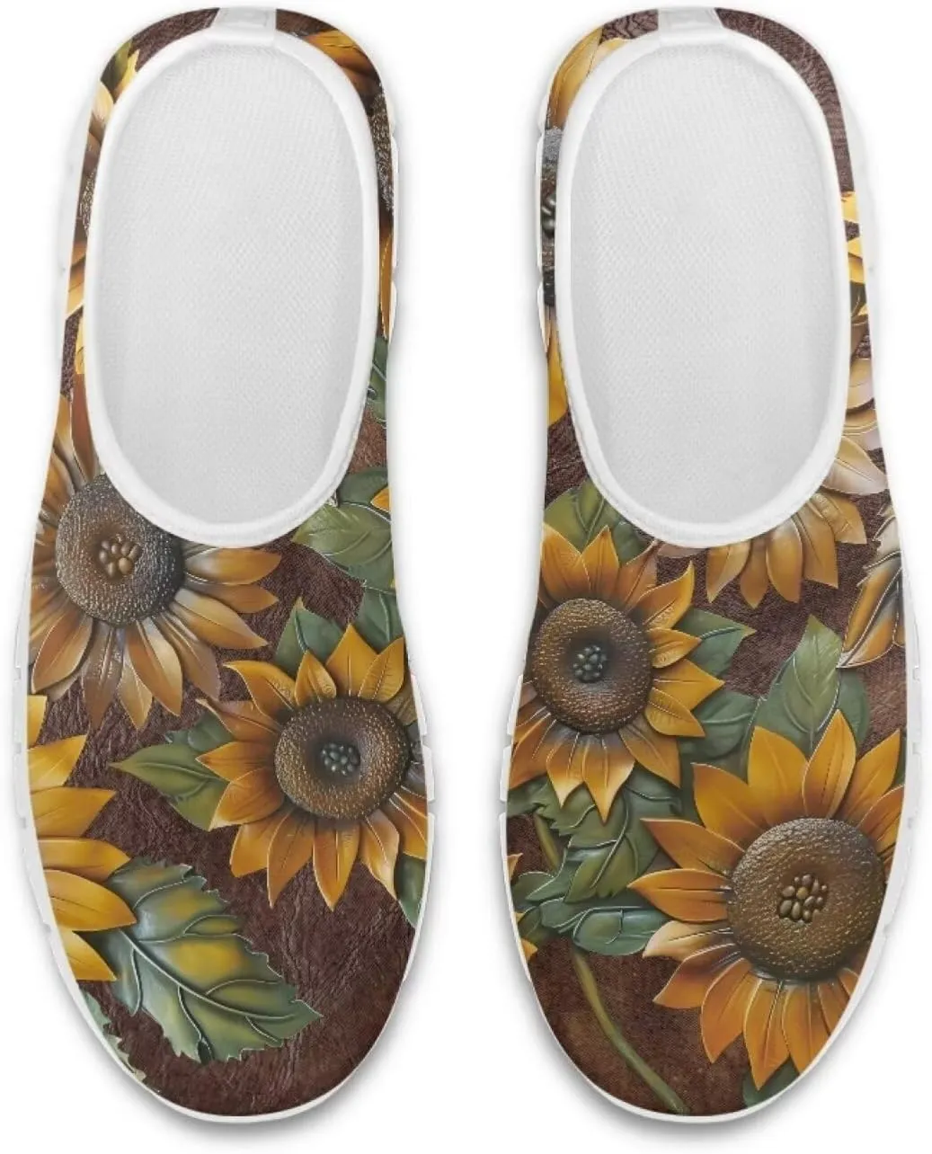 Jeiento Yellow Sunflowers Butterfly Loafers for Women Slip on Casual Walking Shoes