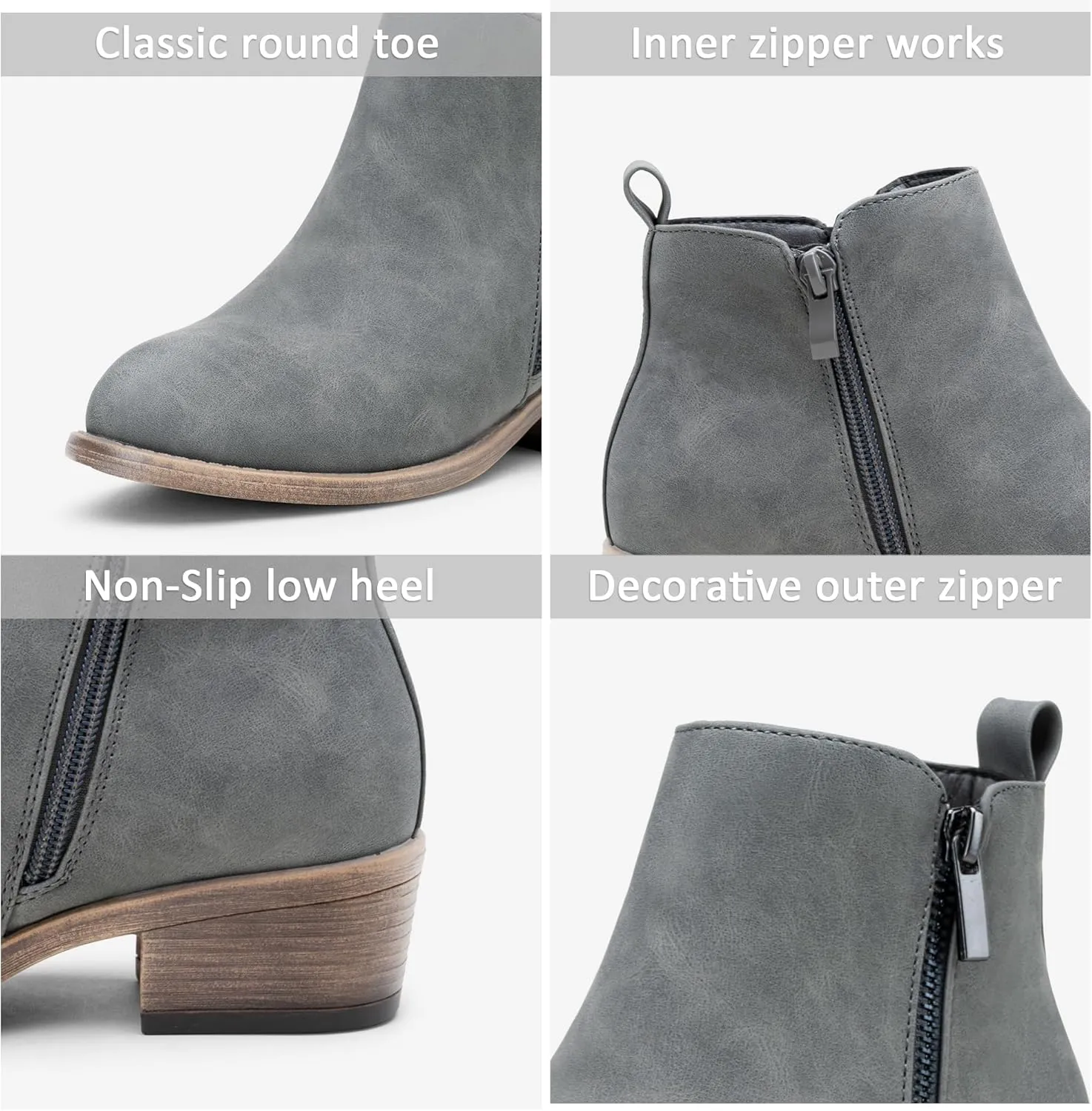 Jeossy Women's Ankle Boots, Classic Low Heeled Short Booties, Casual Comfortable Boots