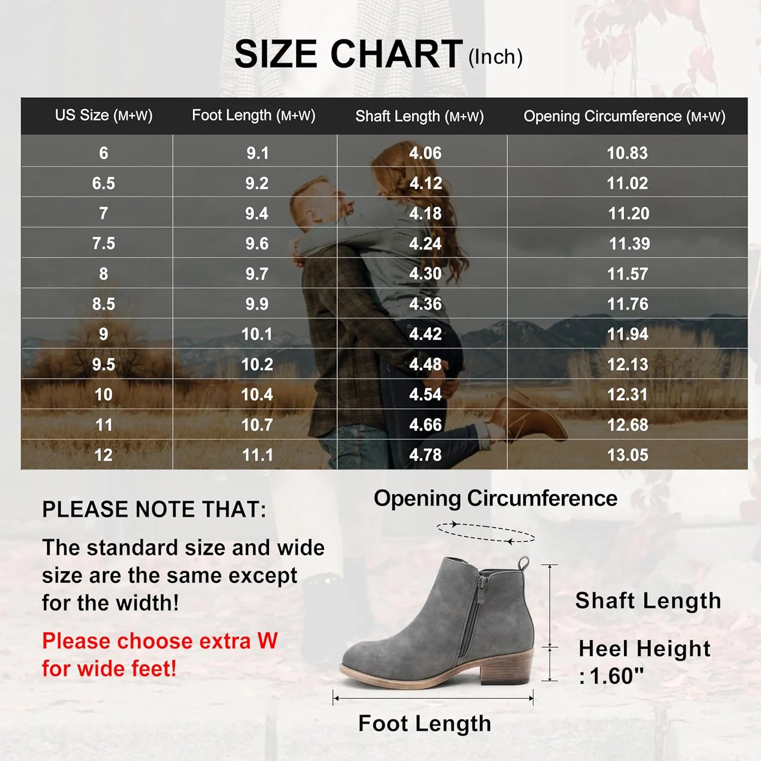 Jeossy Women's Ankle Boots, Classic Low Heeled Short Booties, Casual Comfortable Boots