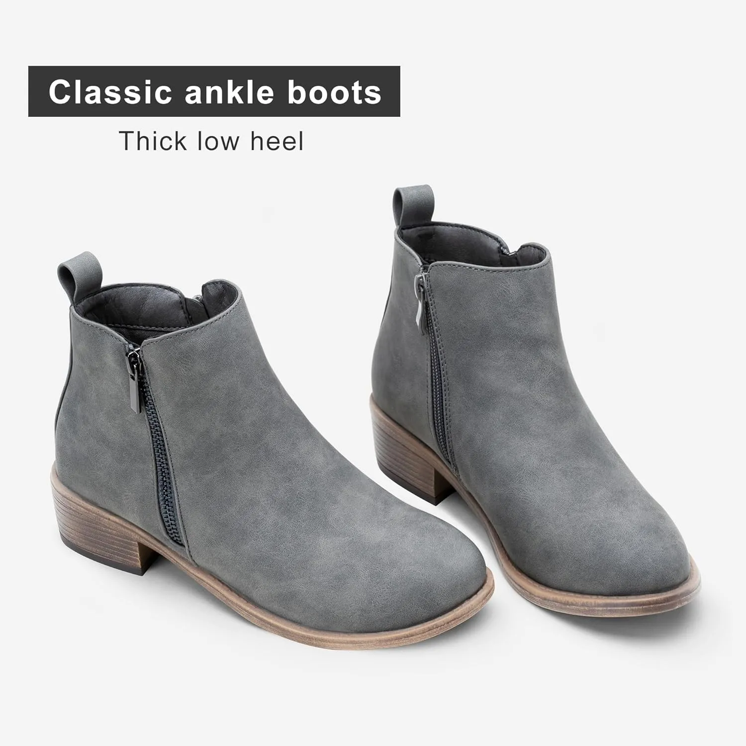Jeossy Women's Ankle Boots, Classic Low Heeled Short Booties, Casual Comfortable Boots