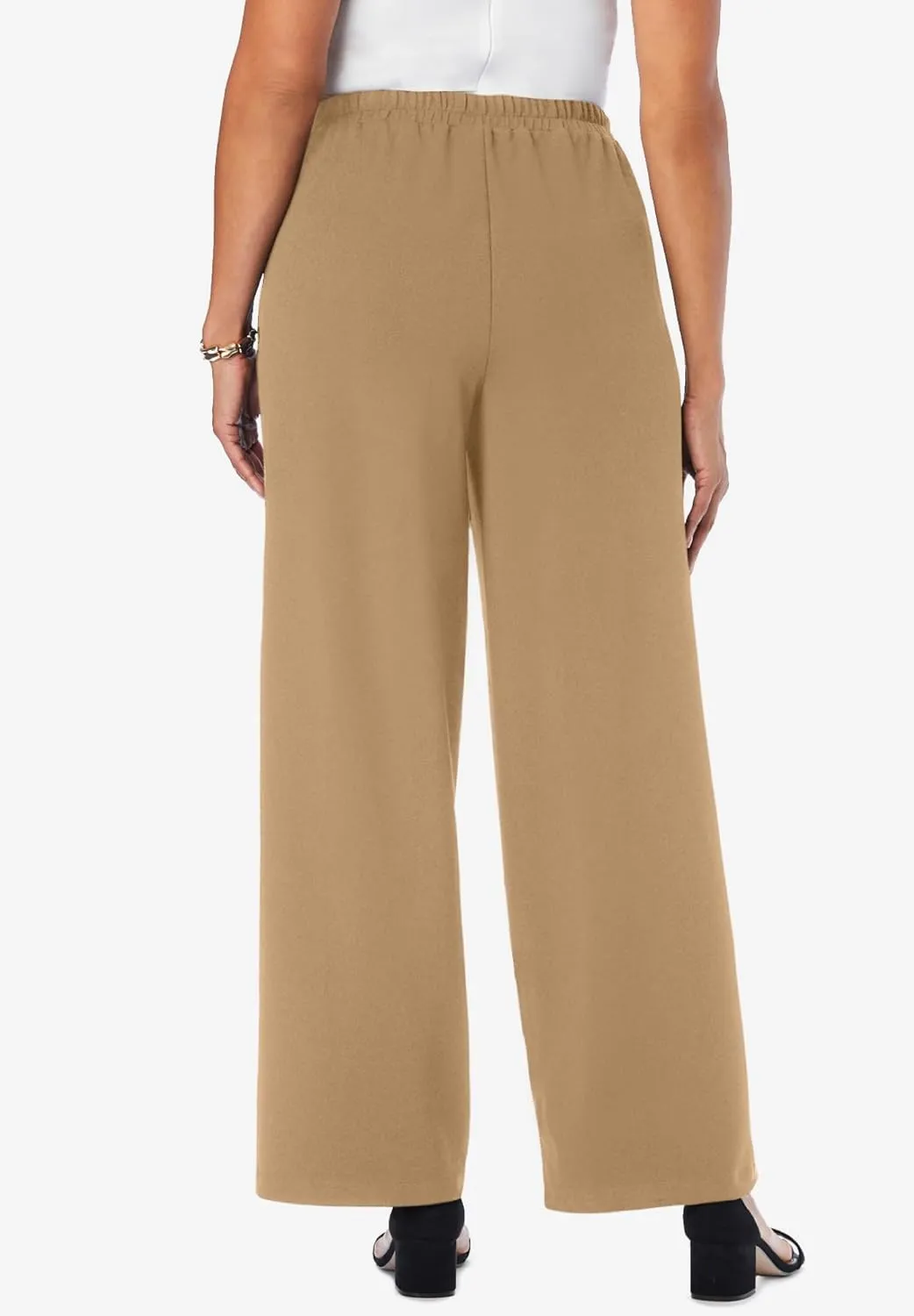 Jessica London Women's Plus Size Stretch Knit Crepe Wide Leg Pant
