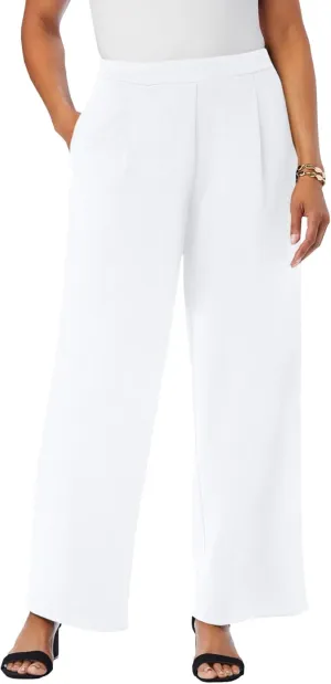 Jessica London Women's Plus Size Stretch Knit Crepe Wide Leg Pant