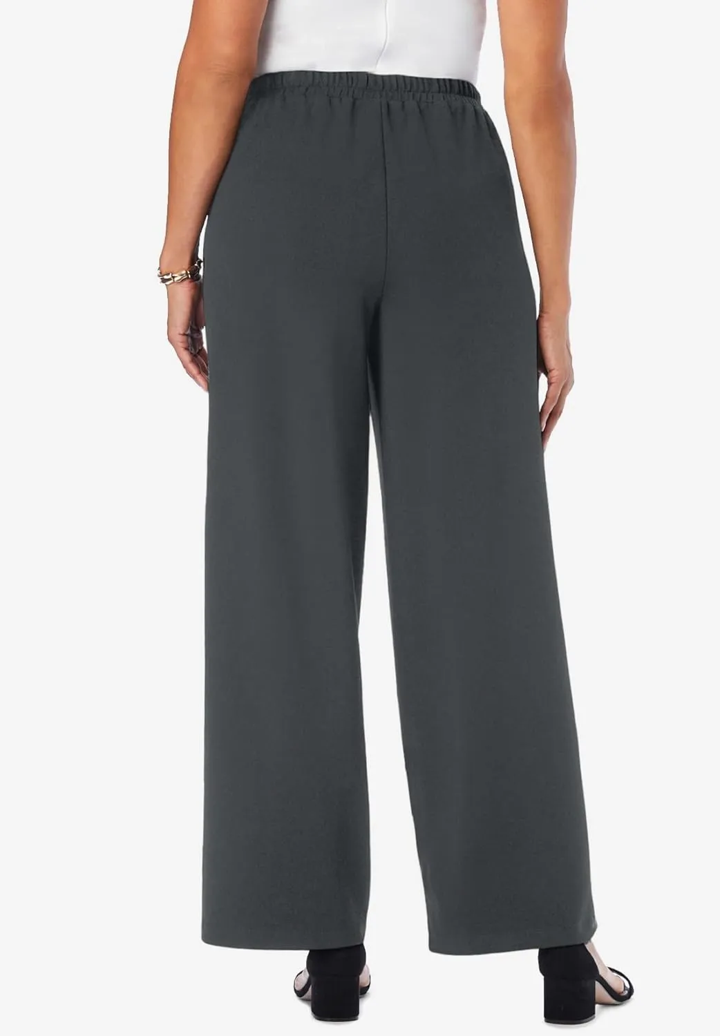 Jessica London Women's Plus Size Stretch Knit Crepe Wide Leg Pant