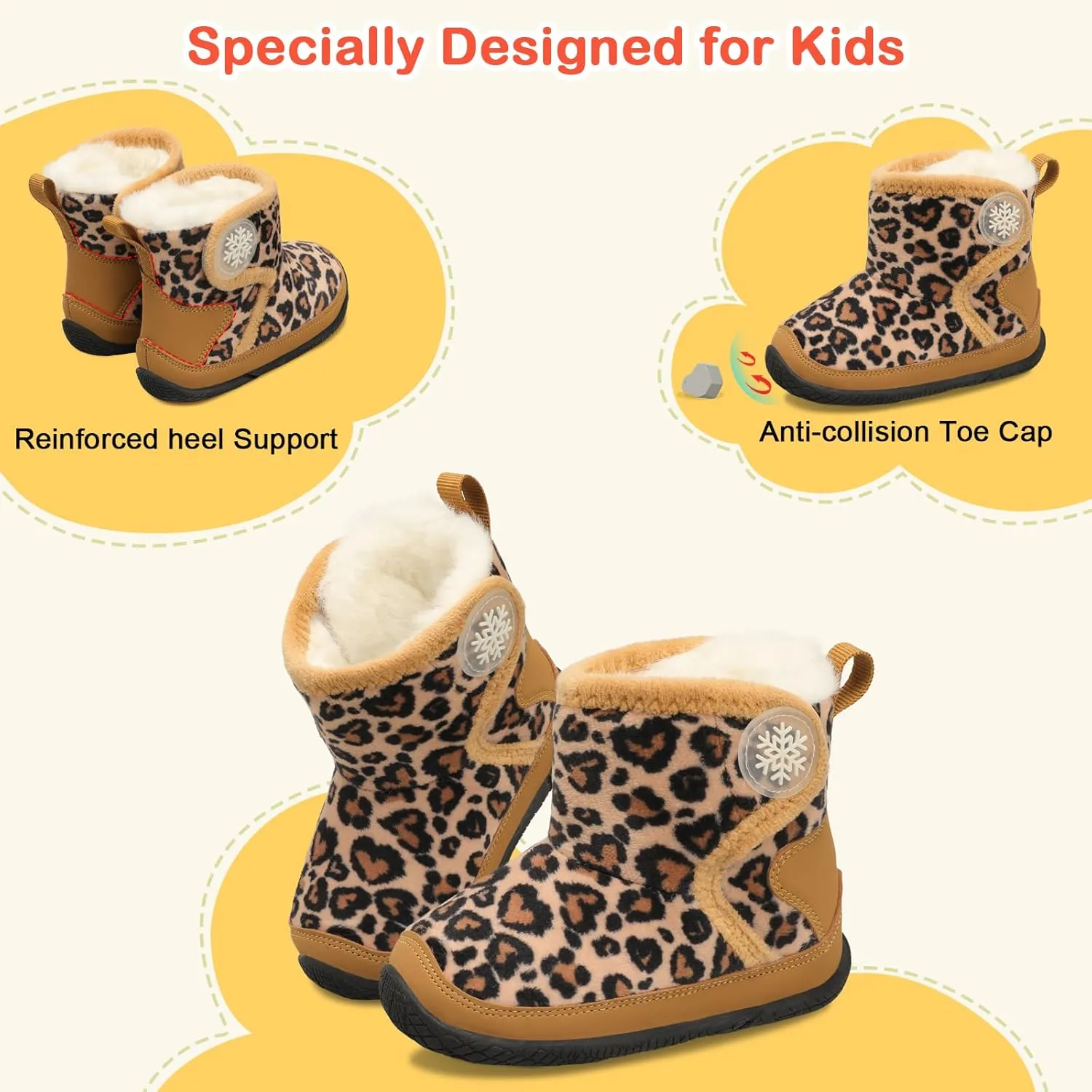 JIASUQI Baby Toddler Boots Warm Winter Boots Slippers for Toddler Boys Girls