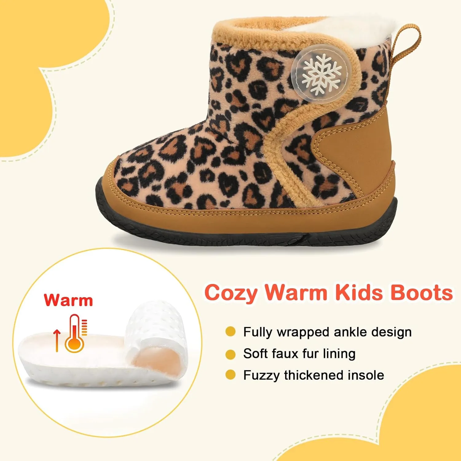 JIASUQI Baby Toddler Boots Warm Winter Boots Slippers for Toddler Boys Girls