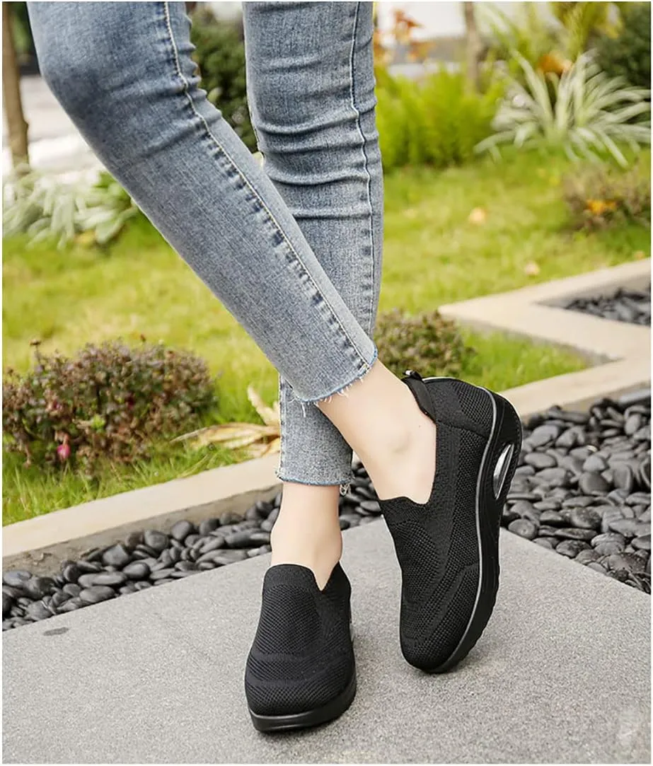 JITUUE Women's Walking Shoes Sock Sneakers Lightweight Comfortable Mesh Slip on Breathable Easy Shoes Platform Loafers