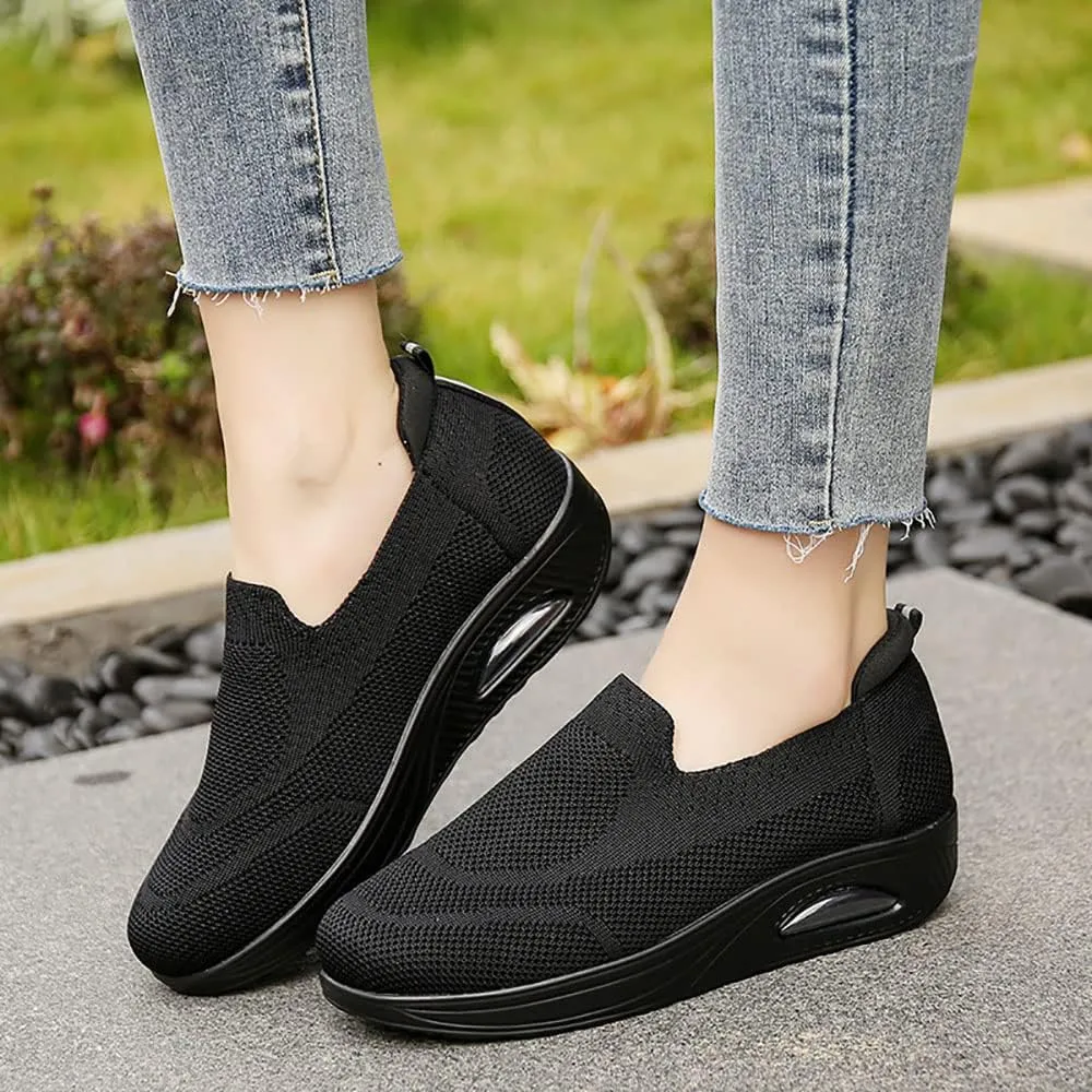 JITUUE Women's Walking Shoes Sock Sneakers Lightweight Comfortable Mesh Slip on Breathable Easy Shoes Platform Loafers