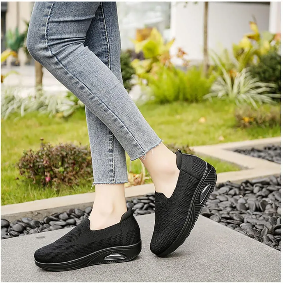 JITUUE Women's Walking Shoes Sock Sneakers Lightweight Comfortable Mesh Slip on Breathable Easy Shoes Platform Loafers